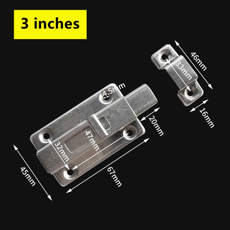 1pc thickened stainless steel bolt door bolt bold thickened core stainless steel door and window bolt anti-theft door bolt lock