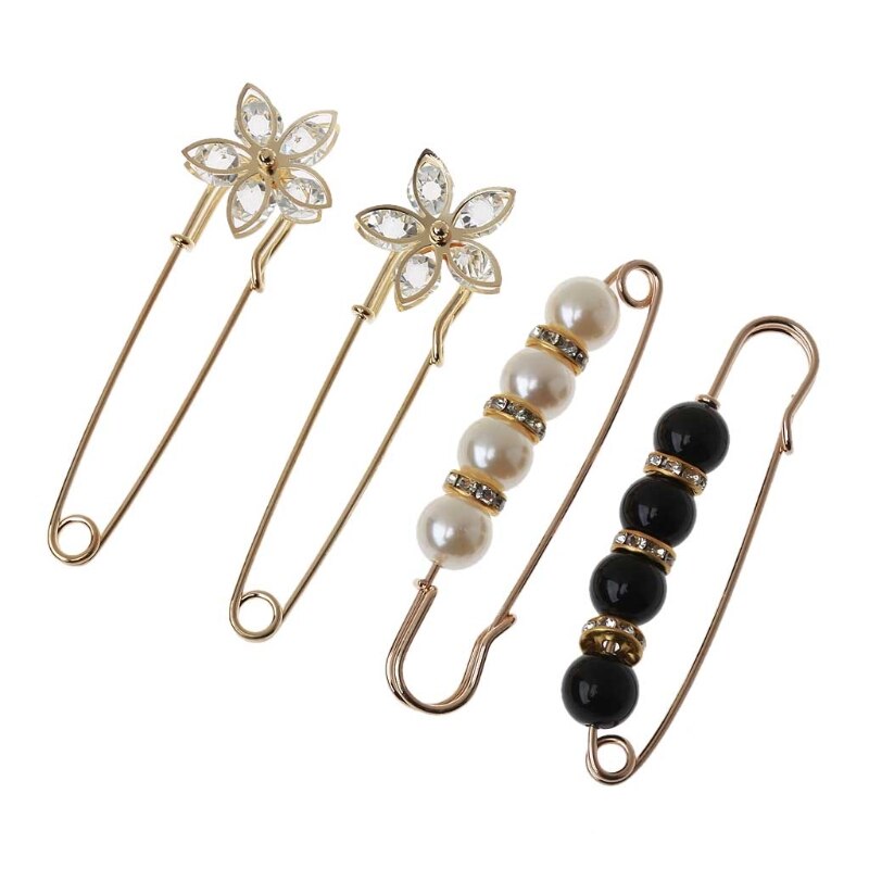 Trui Shawl Clip Dubbele Faux Pearl Broches Shirt Pin Knoppen Parel Crystal Taille Broek Extender Veiligheidsspelden Voor Vrouwen: D