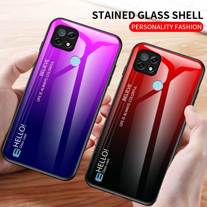 Luxe Gradiënt Gehard Glas Telefoon Case Voor Realme C21 Back Cover Hard Armor Bumper Voor Oppo Realme C21 C 21 6.5 ''RealmeC21