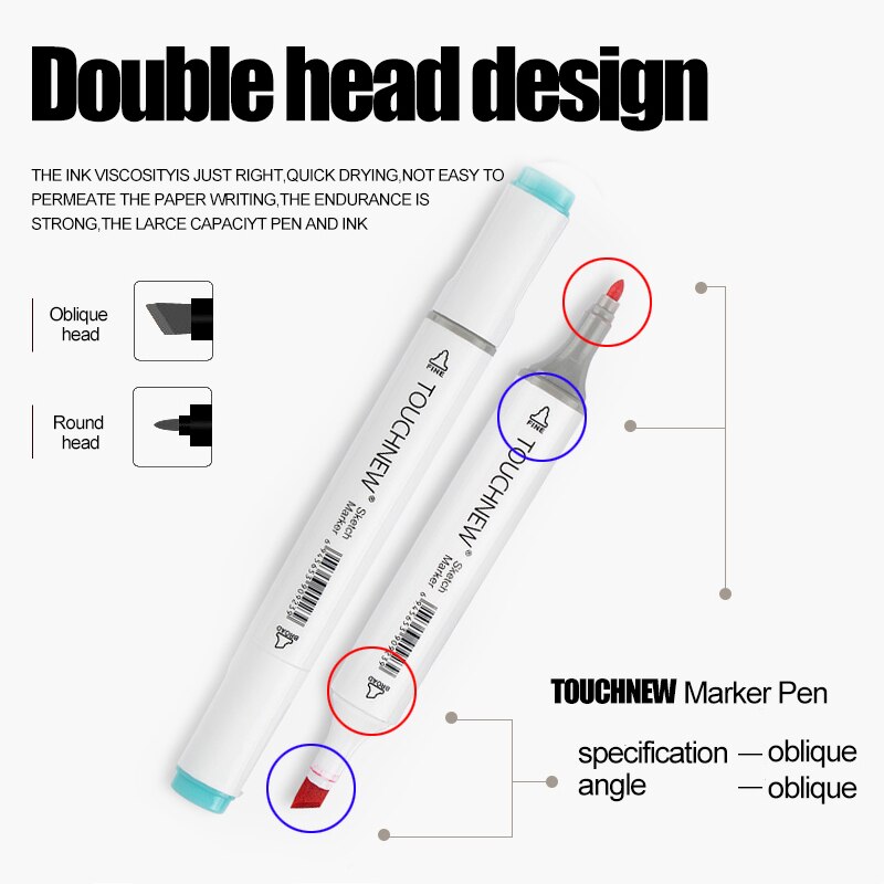 TOUCHNEW 30/40/60/80 Colors Art Markers Alcohol Based Markers Drawing Pen Set Manga Dual Headed Art Sketch Marker Pens