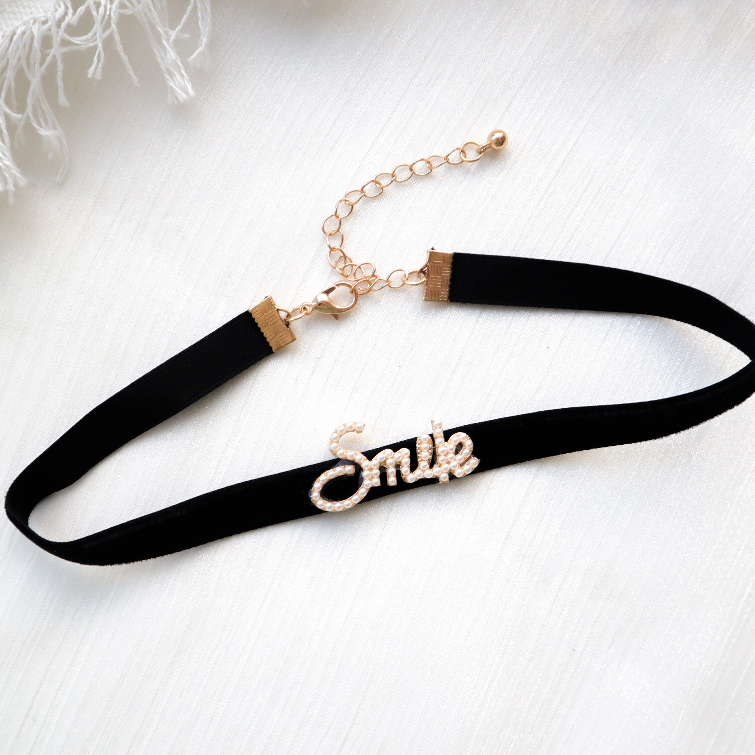 Harajuku strass cuore di pesca lettera collana girocollo nera per donna moda amore catena clavicola collana girocollo gioielli: T5