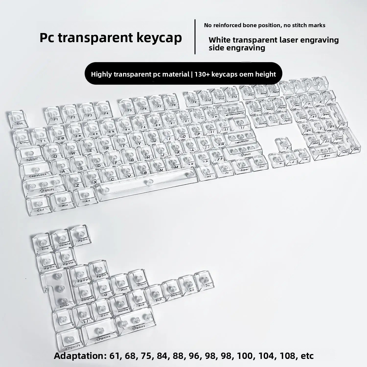 Customizable DIY Mechanical Keyboard Keycaps Transparent PC Material Foggy through Full Set of 132 Keys Computer Office: Olive