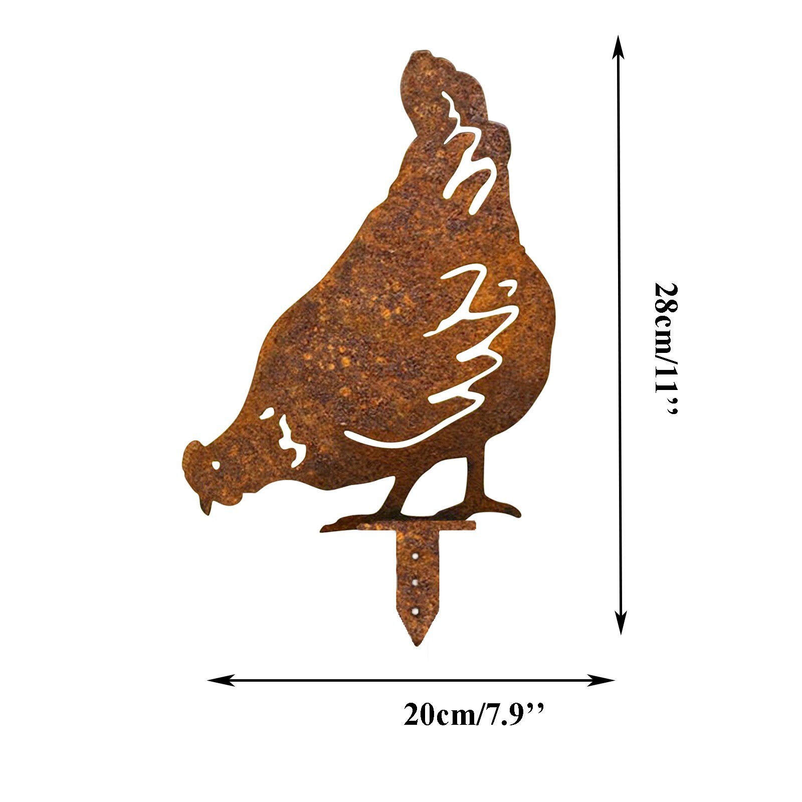 Chicken Decorative Stakes Garden Art Decor Exterior Metal Hen Pecking Farm Animal Garden Stake Yard Art Ornament Jardineria: A