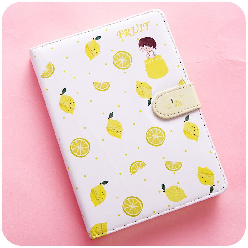 Bloc de notas estampado con forma de fruta, planificador con hebilla magnética, cuaderno de PU, Agenda anual, ilustración de Color, planificación diaria, papelería Kawaii: C
