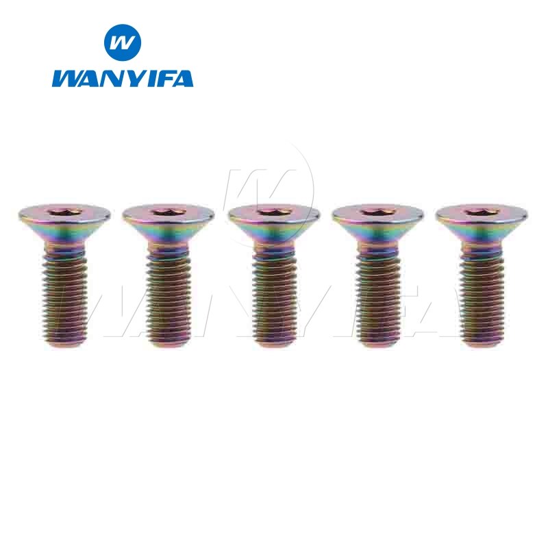 5 stk titanium  m4 bolte  m4 x 8 10 15 20mm forsænket sekskantet skrue til cykelcykel: M4 x 10mm regnbue