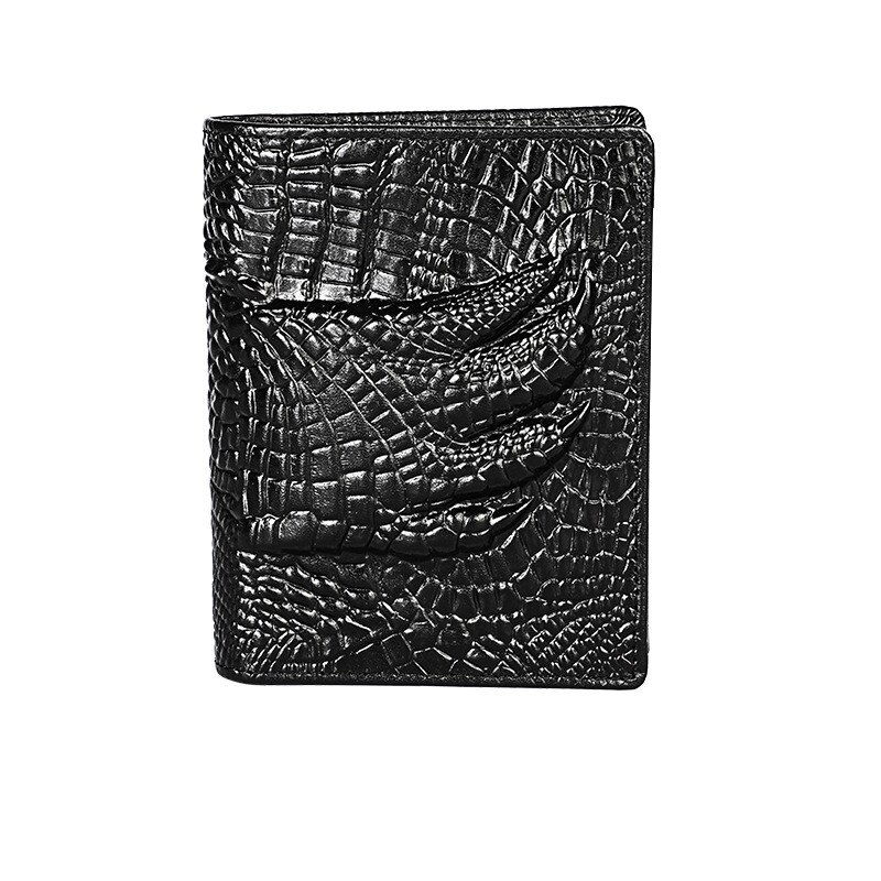 Chinese Dragon Wallet Vintage Genuine Leather Men's Short Wallets Unique Tiger Crocodile Flower Pattern Folding RFID Card Holder: 8