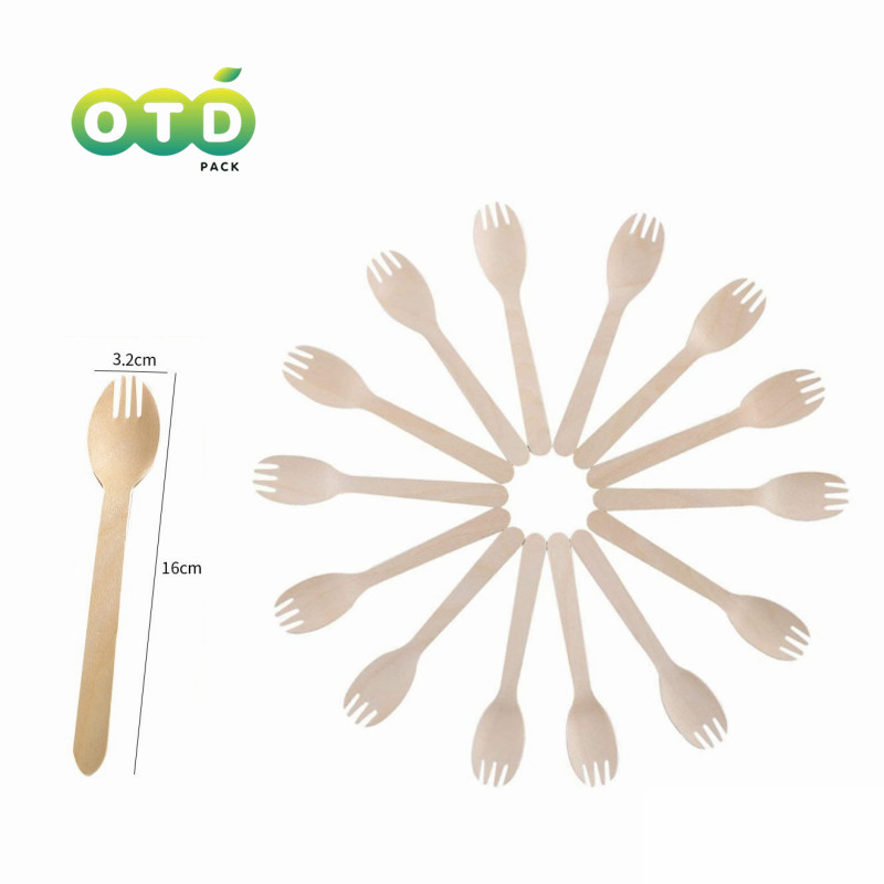 Disposable Wooden Cutlery Forks/Spoons/Knives/Sporks Party Supplies Kitchen Utensil For Dessert Icecream: WHITE / 80Pcs