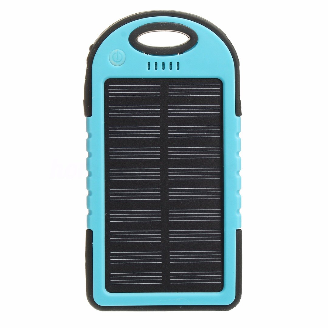 Replacement For Smart Mobile Cell Phone Charger Cover Efficient solar panel Portable Dual 2 USB Solar Power Bank Battery Case: Blue