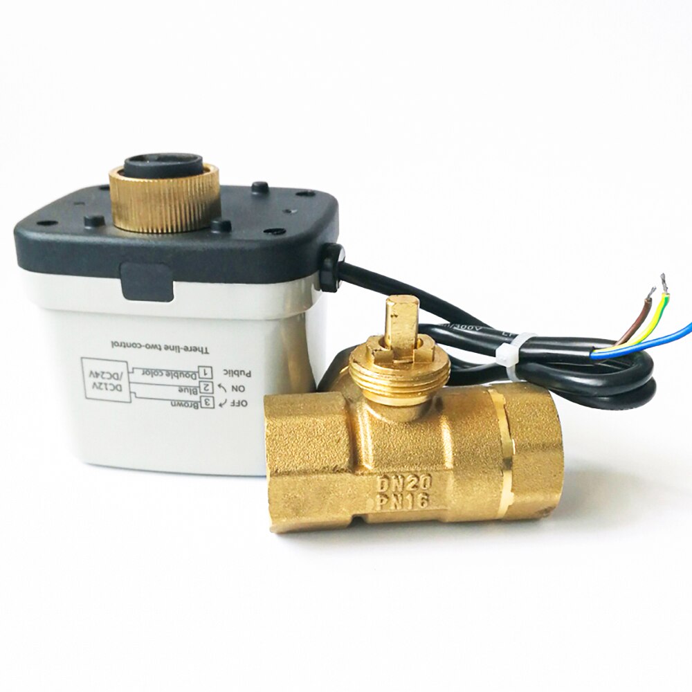 3-WAY Electric actuated ball valve 3/4", DC12V electric ball valve easy for install and uninstall, 3 control wires valve