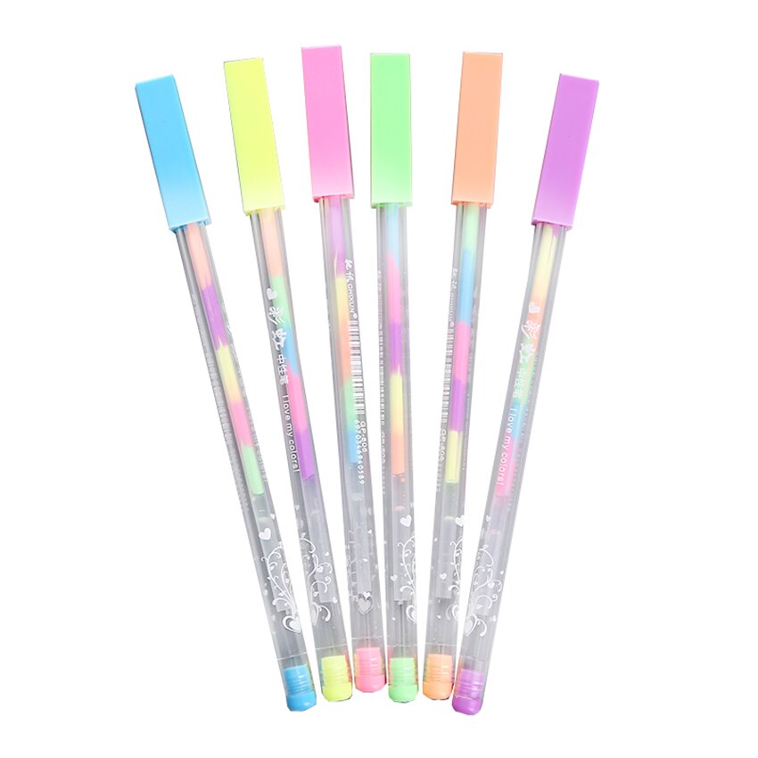 6 in 1 Multi-color Highlighter Pen Rainbow Water Pastel Pens Art Student Stationery Kids DIY Album Diary School Prize