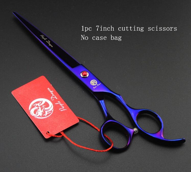 Japan 440C Pet Grooming Scissors Set 7 Inch Dog Shears Hair Cutting Thinning Curved Scissors: Purple   P-7S