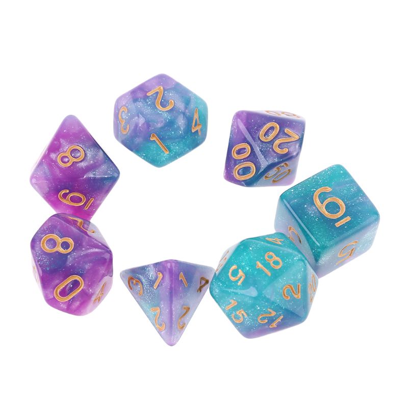 26/7Pcs Acrylic Dice Digital Dice Black Purple Gold Points D4 D6 D8 D10 D12 D20 KTV Bar Nightclub Entertainment Tools Adult Toys: 4