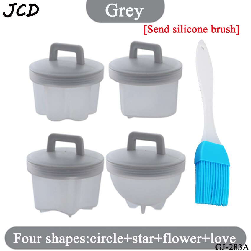 JCD 4 pièces/ensemble – ensemble de cuisson d'œufs en plastique, mignon, chaudière à œufs, outils de cuisine, moule à œufs avec couvercle, brosse, crêpière: Grey