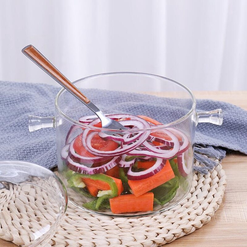 -Household Transparent Glass Soup Pot Kitchen Heat-Resistant Porridge Pot Home Glass Bowl Kitchen Cooking Tools