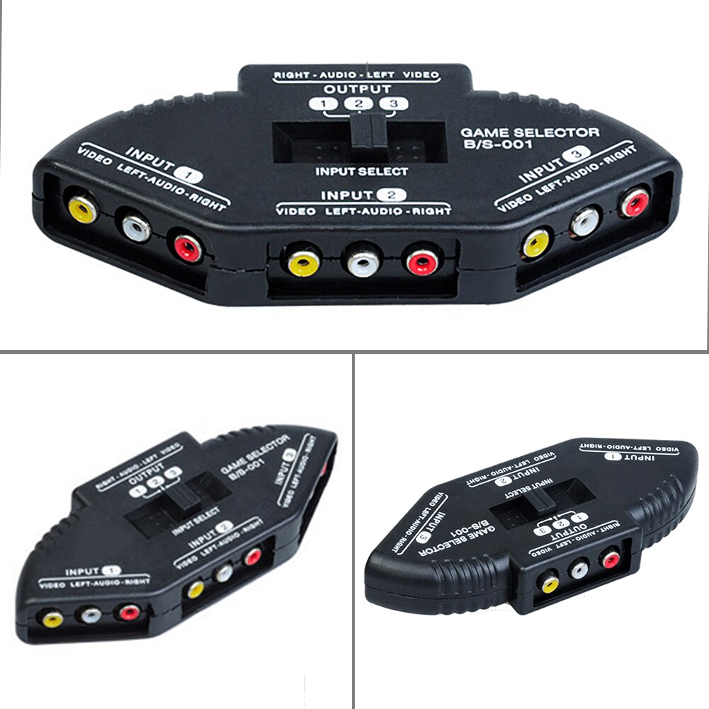 Selector With Cable Connecting Portable 3-Input 1-Output Durable Home DVD TV Practical Switcher AV Splitter