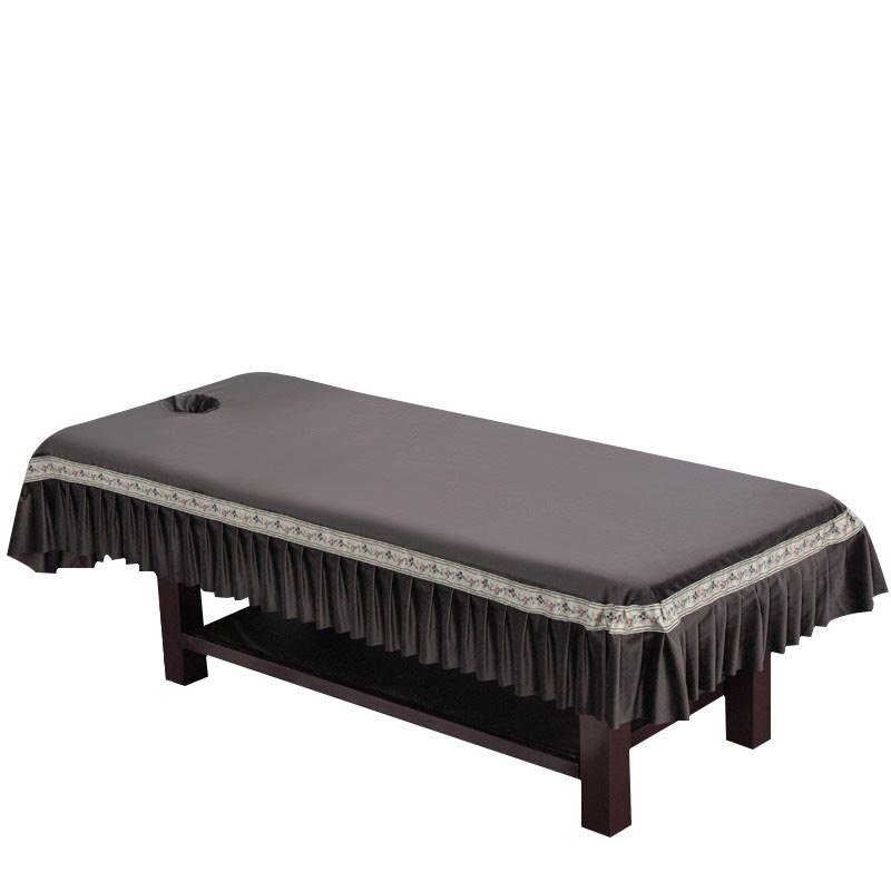 Wysokiej jakości holenderski kaszmirowy salon kosmetyczny pościel spa masaż łóżko zabiegowe stół arkuszy pełna pokrywa z spódnica: Ciemny khaki
