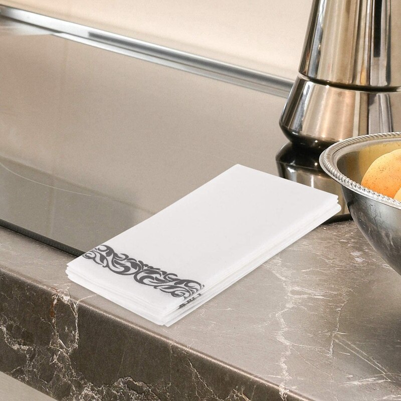 Servilletas de mano desechables de lino suave y absorbente de 250 Uds. Para cocina, fiestas, bodas (50 Uds./paquete)