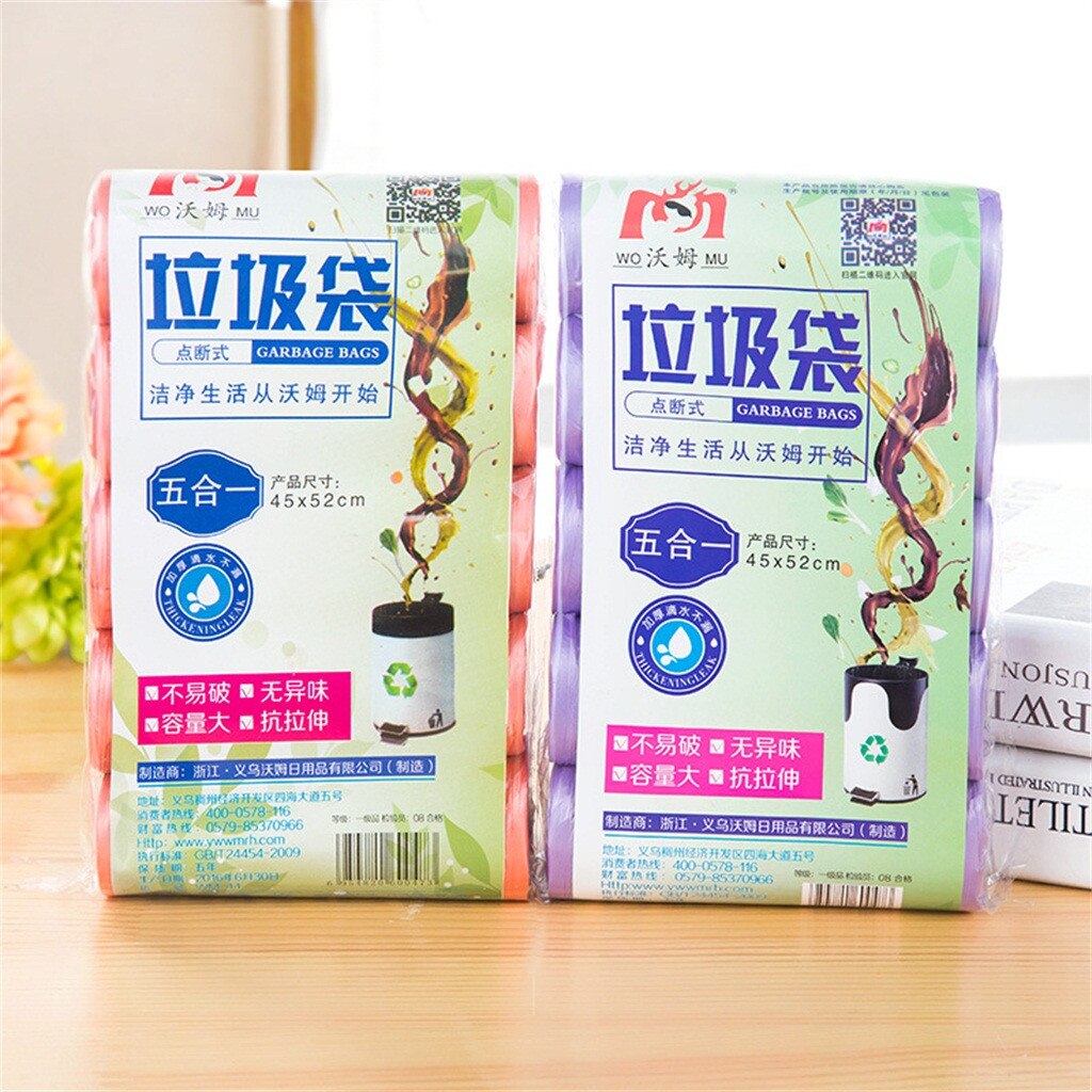 5 Rolls 100PCS Garbage Bag Trash Bags Durable Disposable Plastic Household Kitchen Trash Bags Kitchen Tools bolsas de basura