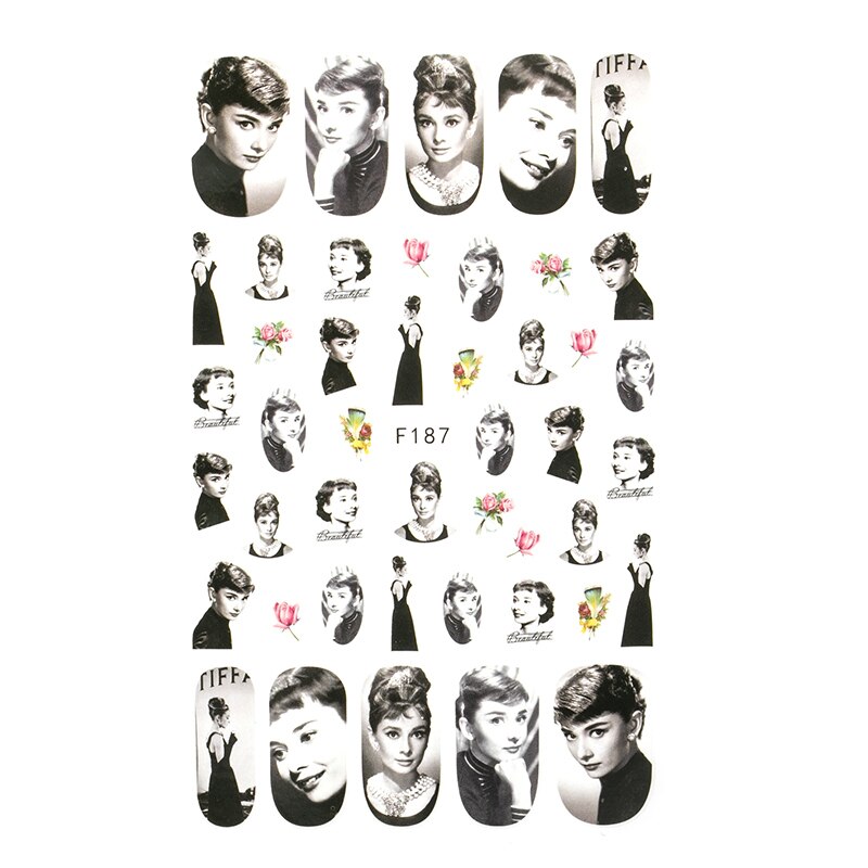 Nail Sticker DIY Retro Personality Pattern Flower Bunny Nail Decoration Sticker Marilyn Monroe Nail Sticker: 13-A140023