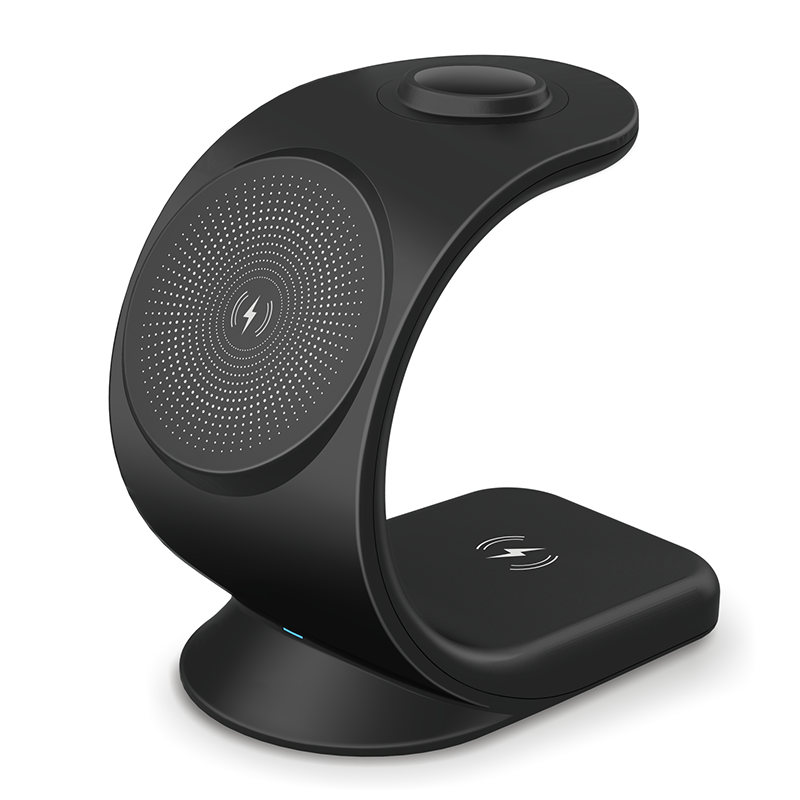 3In1 Magnetic Wireless Chargers Station For Macsafe iPhone 13 12 Pro Max Apple Watch Airpods Charger 15W Fast Wireless Charging: Black