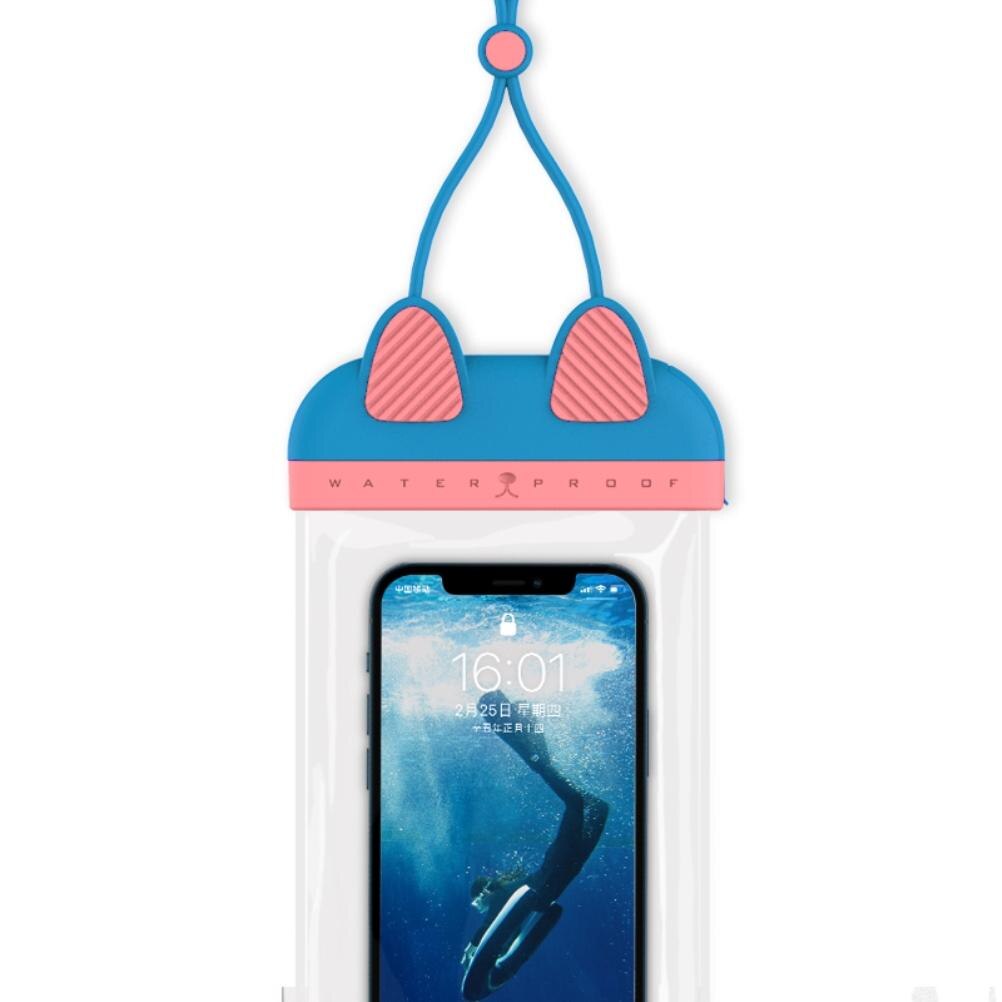 Waterdicht Pouch Phone Case Touch Screen Kat Vorm Waterdichte Telefoon Tas Zwemmen Dry Bag Onderwater Phone Pouch Cover: Blue A