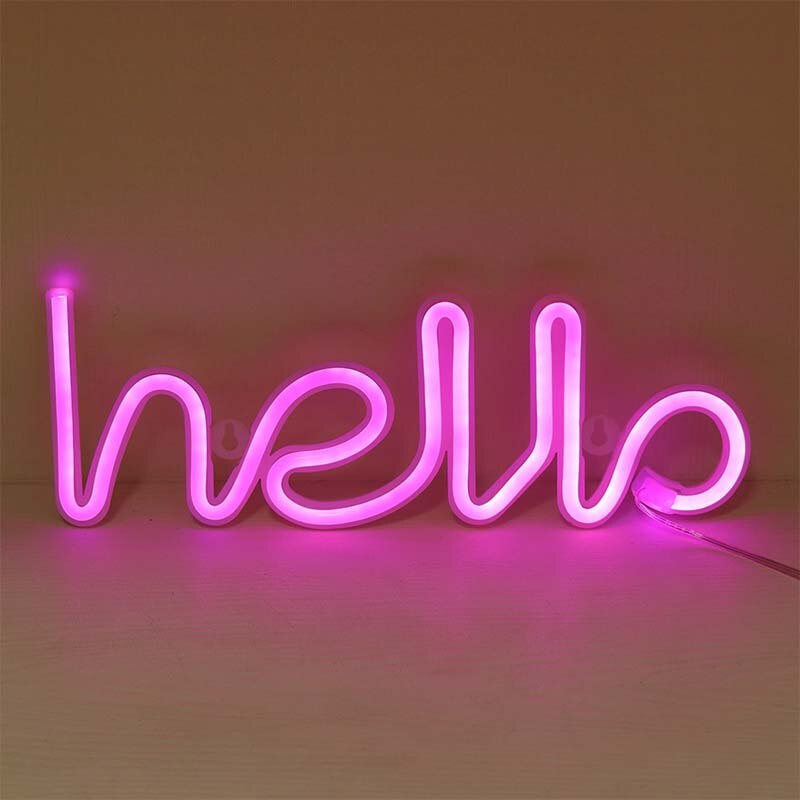 Nachtlampje Neon Alfabet Hello Neon Verlichting Voor Wedding Party Verjaardag Slaapkamer Muur Opknoping Decor Light Night: Roze