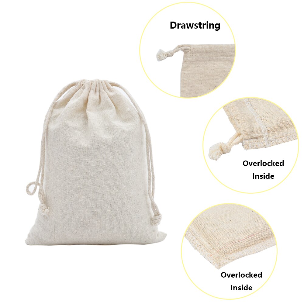 1 pc Herbruikbare Katoenen Trekkoord Boodschappentas Reizen Shopper Tote Tasje voor Vrouwen Mannen Waszak Christmas Pouch
