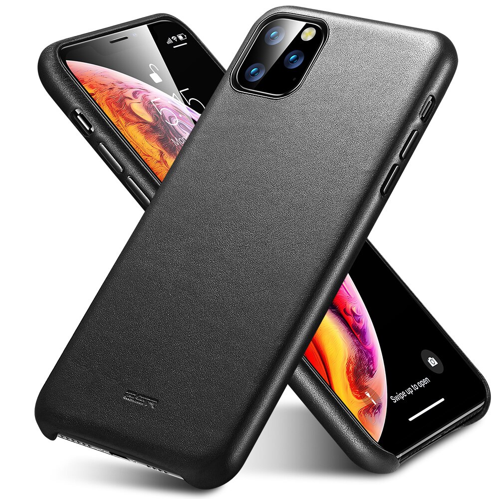 ESR per il Caso di iPhone 11 Pro Max del Cuoio Genuino di Caso Della Copertura Posteriore per il iPhone X XR XS Max Copertura di Lusso per il iPhone 11 11Pro Max Funda: for iPhone 11 / Black