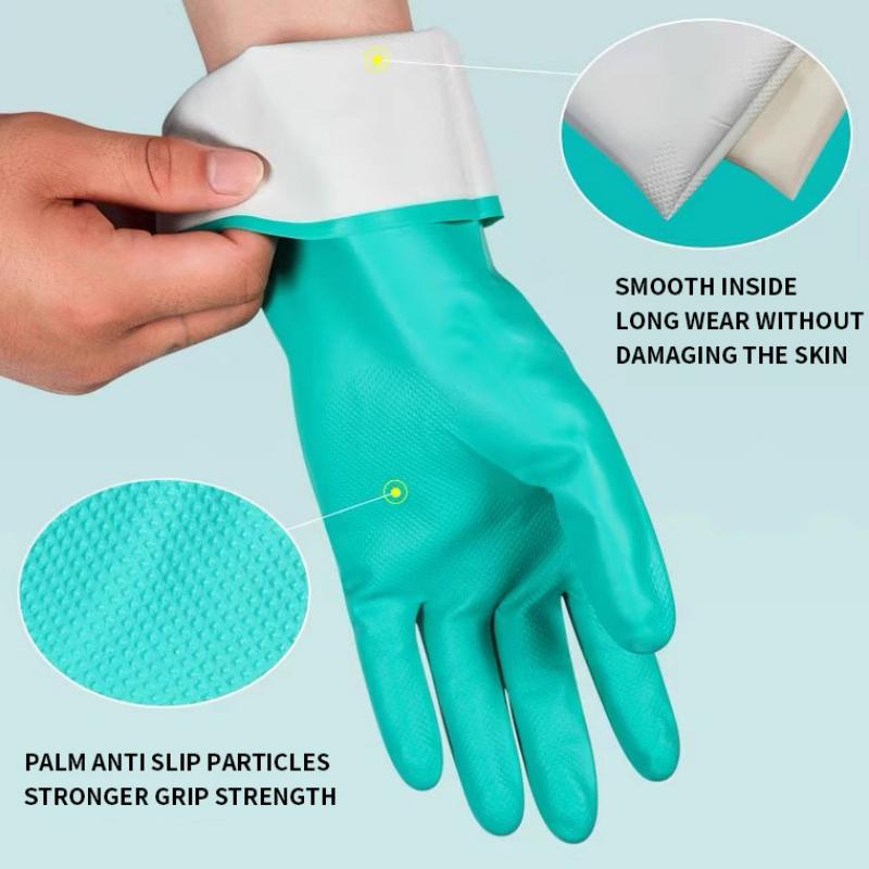 Dikke nitrilhandschoenen - Chemisch zuurbestendig Waterdicht Handschoenen met lange mouwen Schilderen Wassen Keuken Huis Tuin Latexvrij