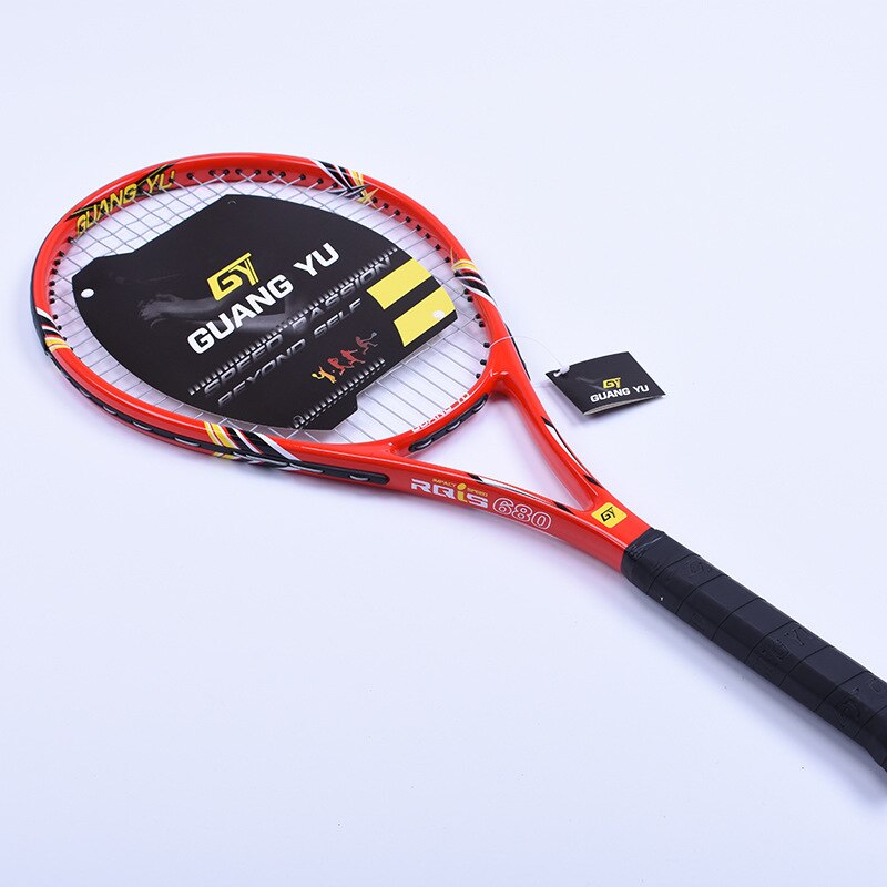 Carbon Fiber Tennis Racket Beginnende Beginner Training Tennis Shot Stabiele Demping Enkel Racket Met Snaren Q1316CME: red