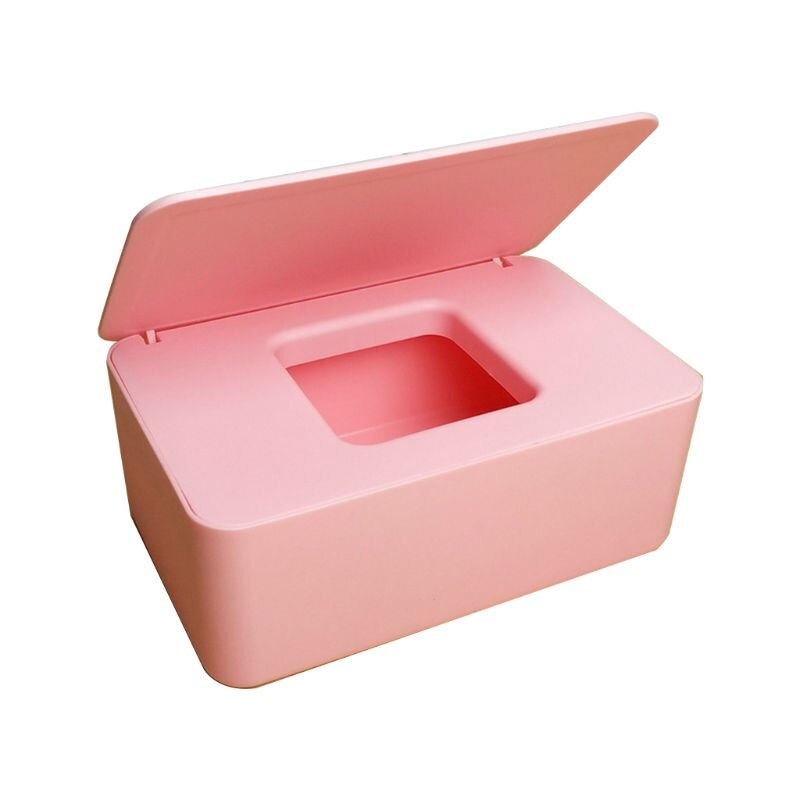 Wet Wipes Dispenser Holder with Lid for Home Office Store Dustproof Storage Box: Pink