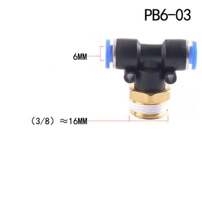 Raccord pneumatique à filetage mâle BSPT | 4mm 6mm 8mm 10mm 12mm tuyau, 1/8 "1/4" M5 3/8 "1/2" "BSPT coupleur pneumatique: PB6-03