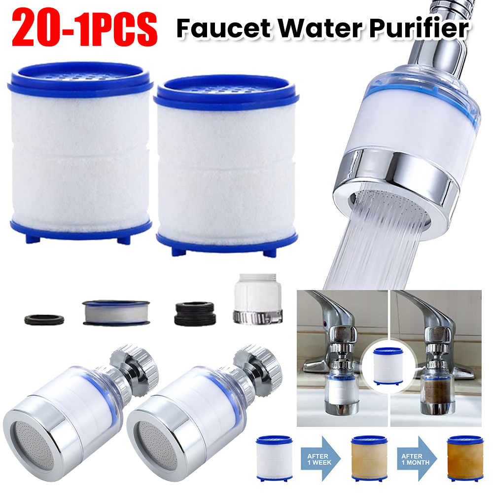 Éléments filtrants pour robinet 360 ° Adaptateur de robinet, purificateur d'eau, élimine les impuretés pour la cuisine et la salle de bains, élimine le chlore et les métaux lourds