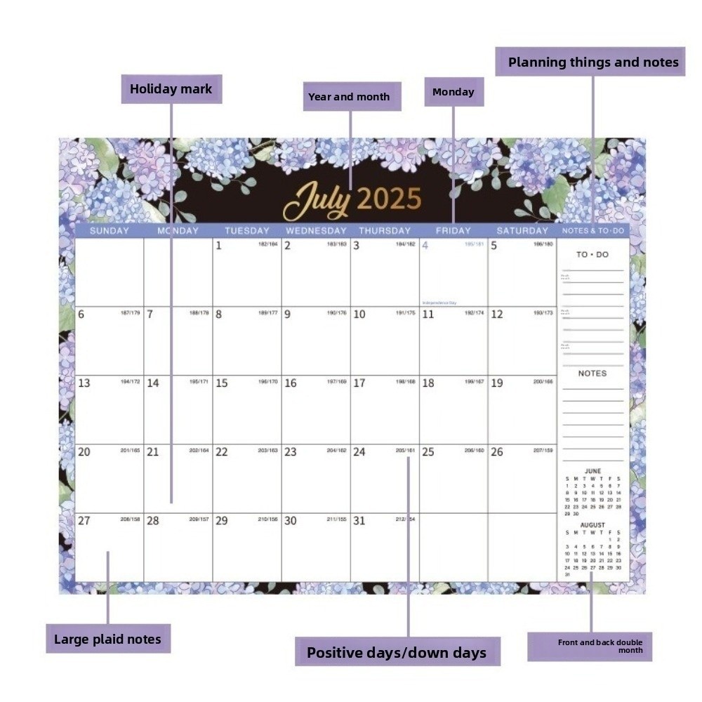 Veggkalender romslig tykk papir hengende kalender månedlig oppsett med vanntett deksel månedlig planleggerkalender