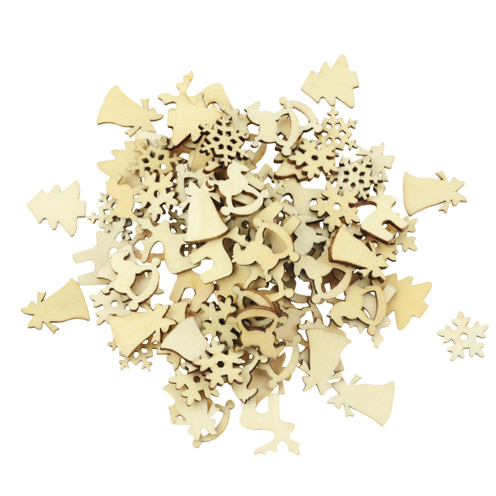 100 Stuks Sneeuwvlok Kerstboom Kerst Trojan Horse Elanden Houten Knoppen Fit Naaien En Scrapbook Diy