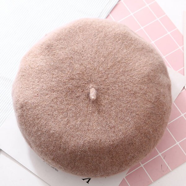 Vinter kvinner lue beret kvinnelig ull bomullsblanding lue høst merke kvinne beretter luer luer svart hvit grå boinas de mujer: Khaki