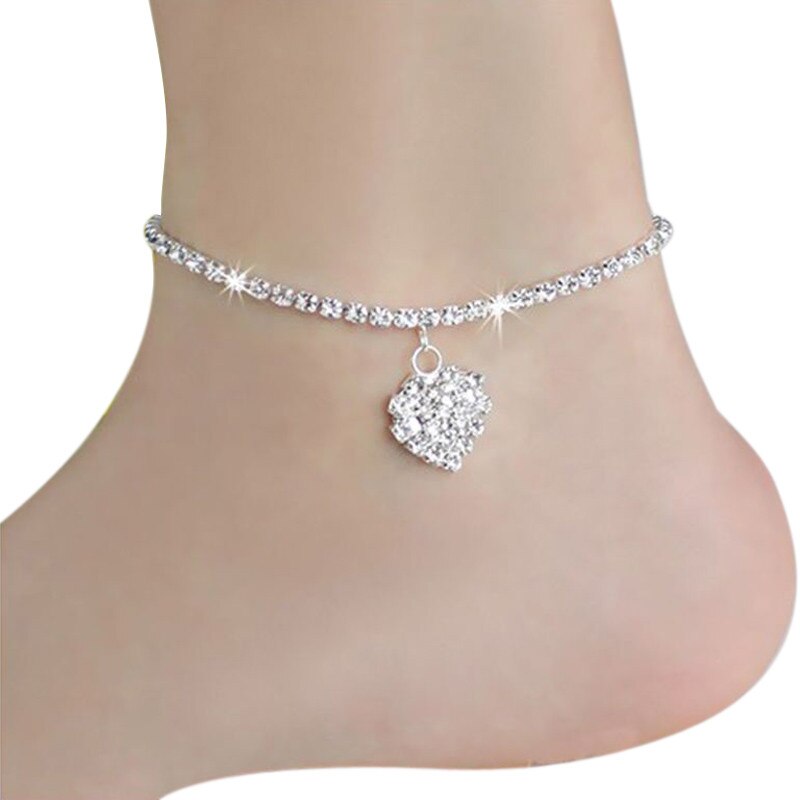 Tobillera con forma de corazón para mujer, pulsera para tobillo, joyería para pies, cadena a0319