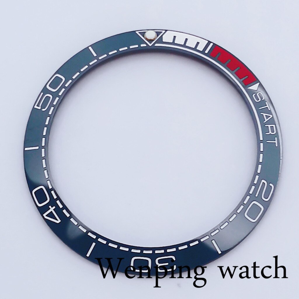 Horloge Onderdelen 38Mm Marineblauw Wit/Rood Accent Keramische Bezel Insert Voor 40Mm Horloge Case heren Horloge Bezel