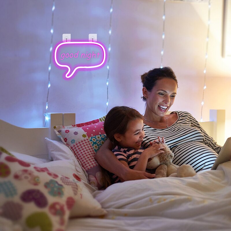 Wanxing Funny DIY Words LED Neon Sign Pink Dialog Box USB Battery Power Acrylic Neon Light For Bedroom Home Party Bar