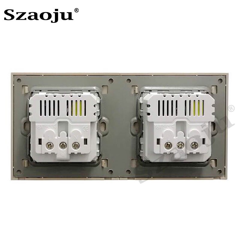 Szaoju wall socket German standard 16A crystal tempered glass panel socket Siamese power socket with USB charging AC110-250V