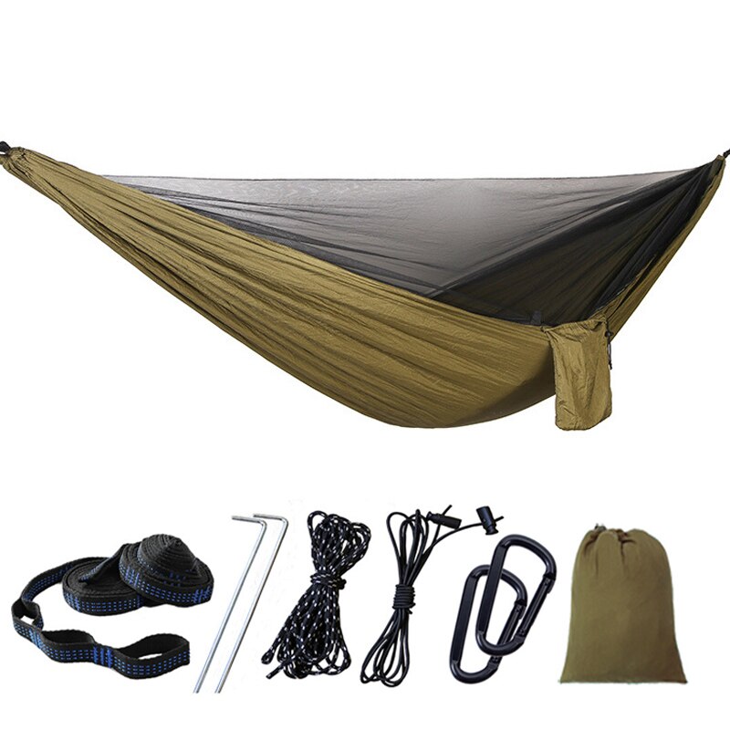 Tienda de campaña Pop-Up, hamaca, toldo, lona para lluvia, Mosca, mosquitera portátil, hamaca para dormir, cama, columpio, muebles de exterior OD002: Verde militar