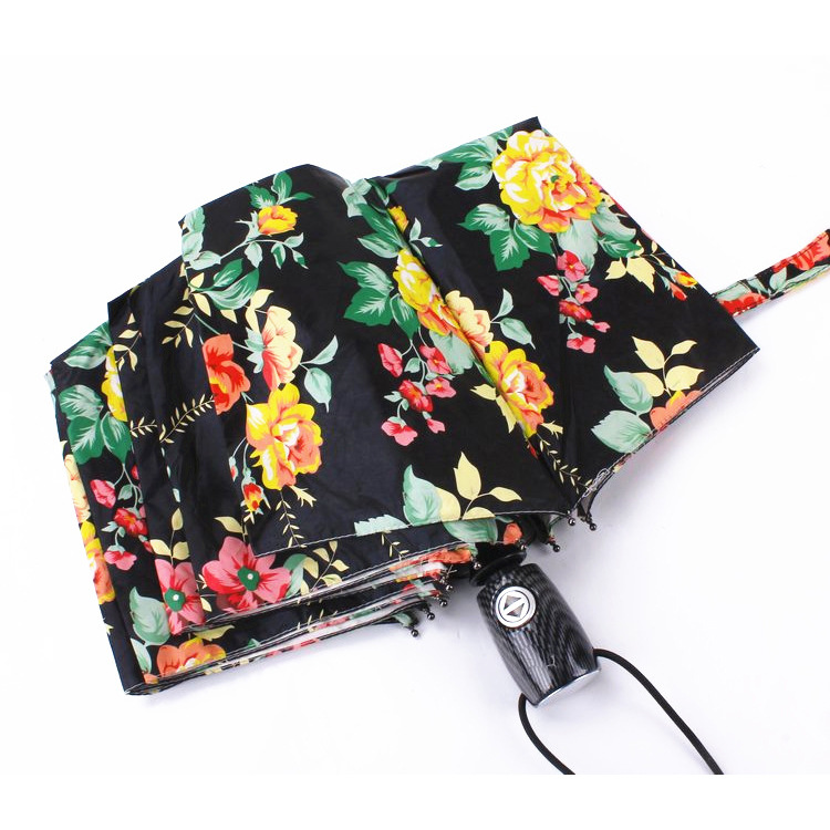 Ladies parasol Fully Automatic Compact Anti-UV printed flower Rain Sunshine Windproof Umbrellas Big Strong Women: Default Title