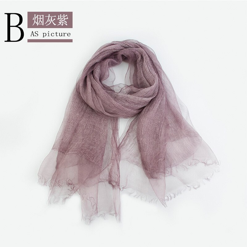 Luxe Solid Real 100% Zijde Zomer Rimpel Sjaal Vrouwen Shawl Lange Soft Wrap: 10