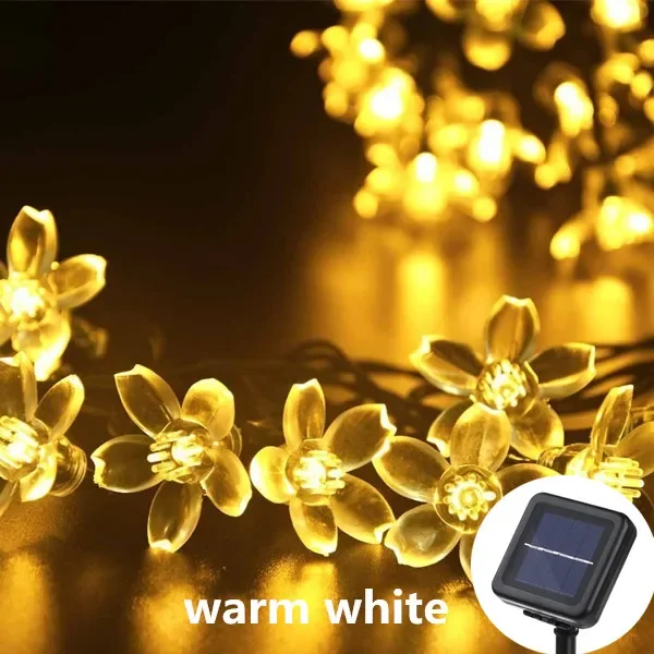 10 m 100 LED Solar- Biene Lichterketten draussen Gebühr Licht Weihnachten Girlande 8 Modi Wasserdicht Terrasse Garten Party Weihnachten Dekor: Warmes Weiß / 16-20W