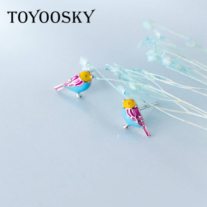 Toyoosky 100% 925 Sterling Zilver Matte Little Bird Stud Oorbellen Voor Vrouwen Voorkomen Allergie Meisje Mode-sieraden