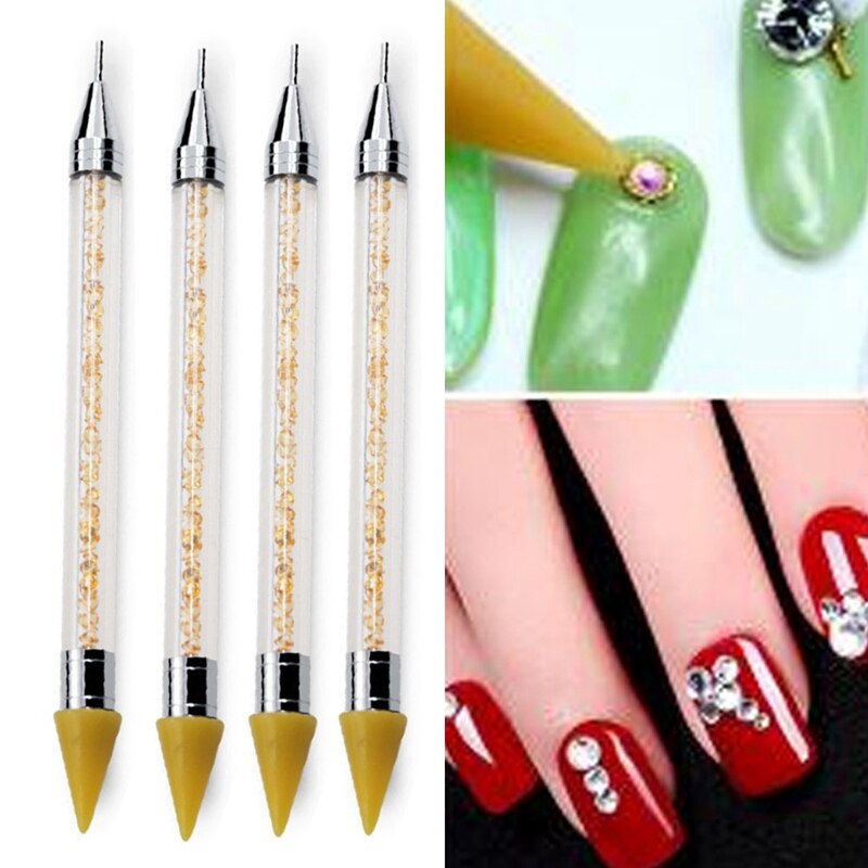 Crayon Metal Head Nail acrílico punteado pluma Rhinestones cristal diamante tachuelas selector lápiz para cera acrílico Mango para cuentas herramienta