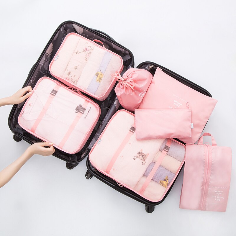 7 pieces Set Travel Organizer Storage Bags Suitcase Packing Set Storage Cases Portable Luggage Organizer Clothes Shoe Tidy Pouch: 9