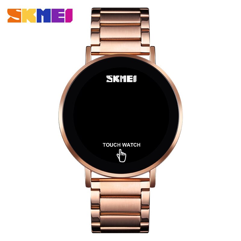 Skmei Mode Horloge Mannen Digitale Horloge Mannelijke Touch Screen Led Licht Display Waterdicht Roestvrij Stalen Band Montre Homme: Rose Gold