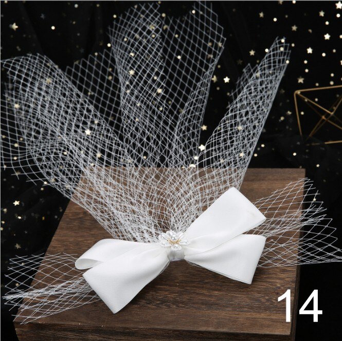 White Face Veils Bridal Big Bowknot Headband Net Birdcage Veil Charming Wedding Party Hair Accessories Fascinator: 14