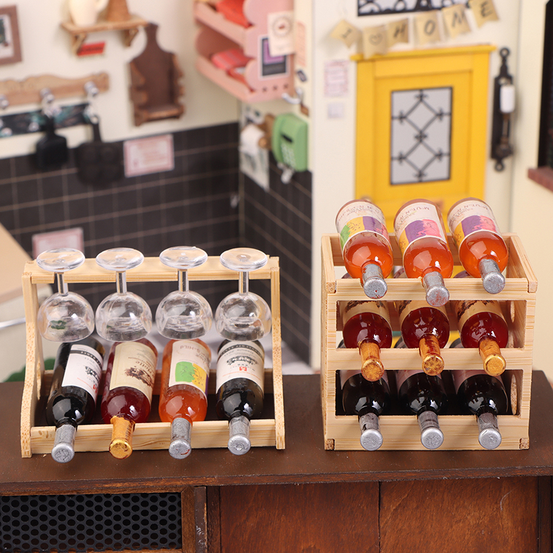 Puppenhaus Miniatur Mini Weinglas Rack Kelch Set Modell Wohnmöbel Dekor Spielzeug Puppenhaus Zubehör